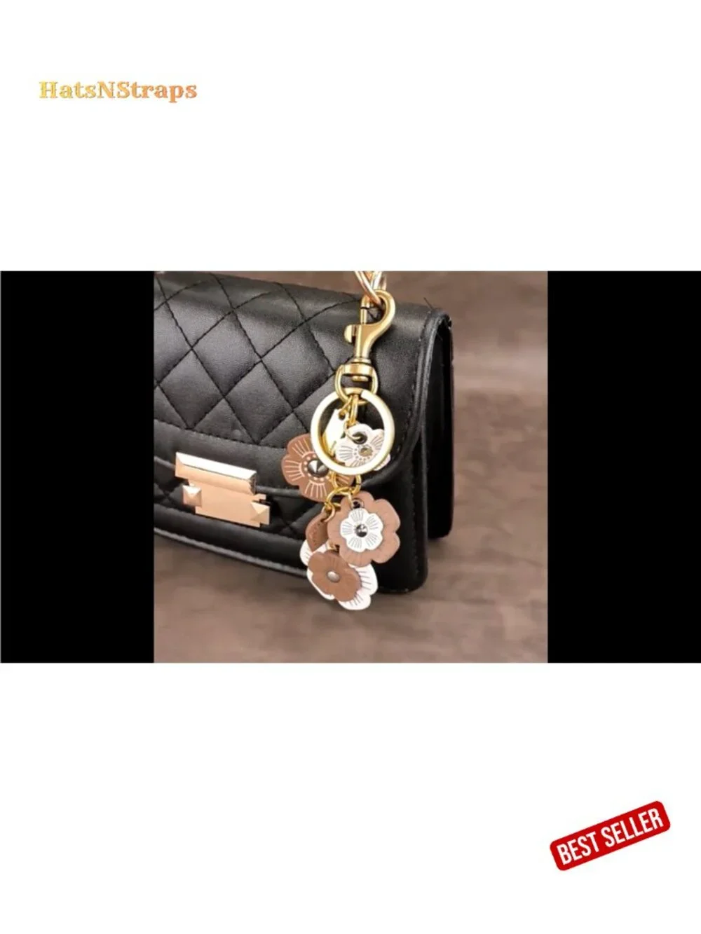 Vintage Retro Flower Bag Charm Keychain Leather Purse Charm for Women Handbag